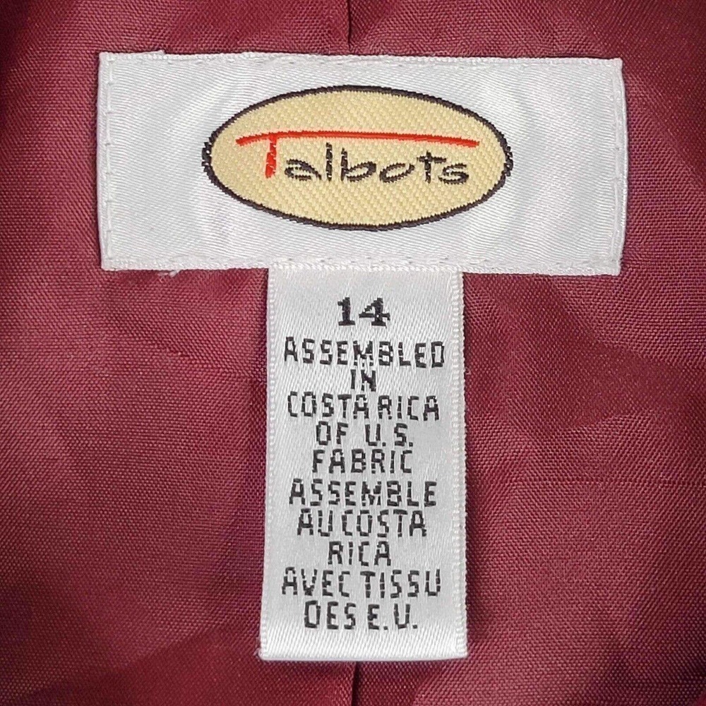 Talbots Blazer Coat Womens Plus Size 14 Cranberry Red Wool Blend Lined Zip - Picture 4 of 9